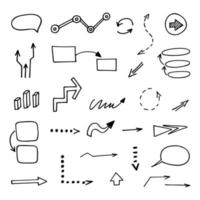 Vector set of hand drawn arrows, elements for presentation. Infographic illustration,   business doodles icons, isolated objects. Sketch of business process. Concept visual  business strategy, project