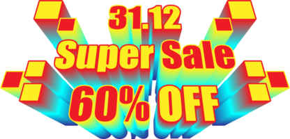 retro 31.12 end year super sale 60 percent off. plaid blue color background style. png