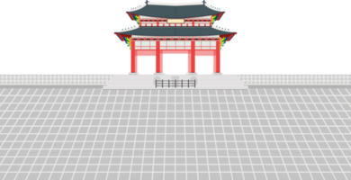 portão quadrado gwanghwamun e parede longa e grande pátio no palácio gyeongbokgung em seul coreia do sul png