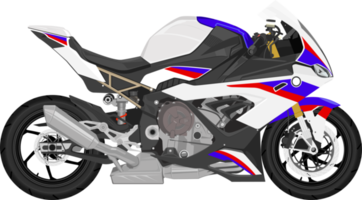 style moderne de vitesse rapide de moto de sport de grand vélo. couleur blanc bleu rouge. illustrateur png. png