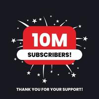 10 million subscribers celebration thank you achievement vector