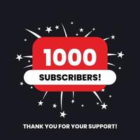 1 thousand subscribers celebration thank you achievement vector