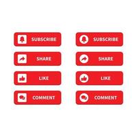 Subscribe, like, share, comment buttons vector