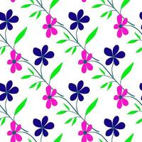 Cute simple flower seamless pattern. Doodle botanical plants background. Hand drawn abstract floral wallpaper. vector