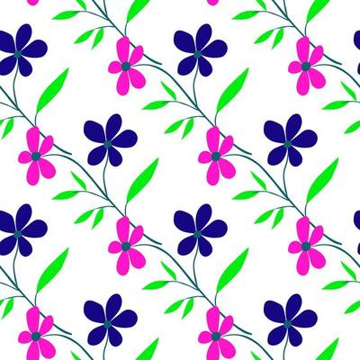 Cute simple flower seamless pattern. Doodle botanical plants background. Hand drawn abstract floral wallpaper.