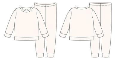 Apparel pajamas technical sketch. Light milk color. vector