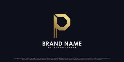 Golden gradient letter p logo design for company or personal with unique concept Premium Vector