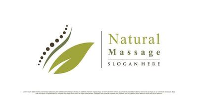 Chiropractic logo design for natural massage therapy icon logo with creative element Premium Vector