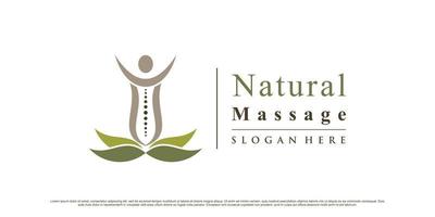 Chiropractic logo design for natural massage therapy icon logo with creative element Premium Vector