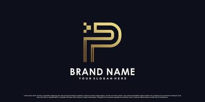 Golden gradient letter p logo design for company or personal with unique concept Premium Vector