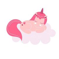 Cute fairy unicorn, nursery decor, baby clothes print, poster. Vector illustration in flat style isolated on white background, child character, pony, horse