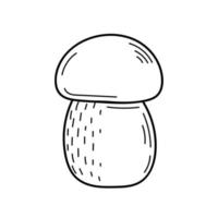 Cute edible mushroom in doodle style. Ingredients for cooking, salads. Autumn plant harvesting. Vector isolated hand drawn illustration for coloring pages, sketch, outline