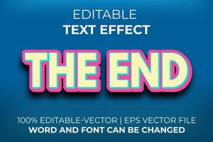 The End text effect, easy to edit vector