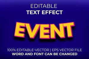 efecto de texto de evento, fácil de editar vector