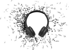 notas musicales e imagen de auriculares vector