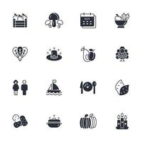 conjunto de iconos del día de acción de gracias. elementos de vector de símbolo de paquete de día de acción de gracias para web de infografía