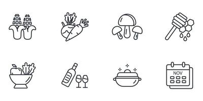 conjunto de iconos del día de acción de gracias. elementos de vector de símbolo de paquete de día de acción de gracias para web de infografía