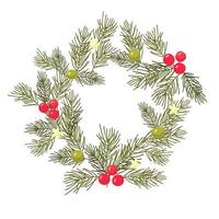 Christmas wreath drawn in doodle style. vector