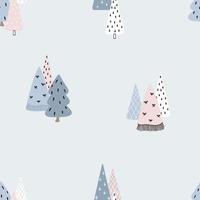 Seamless Christmas pattern with doodle Christmas trees. vector