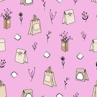 Seamless pattern for wrapping paper with craft bags. Vector illustration for the handout.