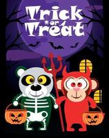 Halloween background trick or treating with animal in Halloween costume vector