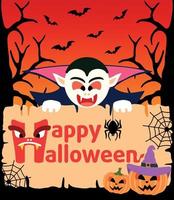 Halloween background card with Dracula vector