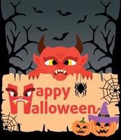 Halloween background card with Devil vector