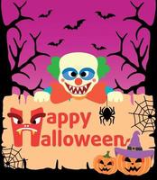 Halloween background card with Clown vector