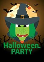 banner de fiesta de halloween con vector de bruja