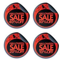 Halloween sale stickers with witch on a broomstick  10,20,30,40 vector