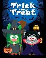 Halloween background trick or treating with animal in Halloween costume ,vector vector