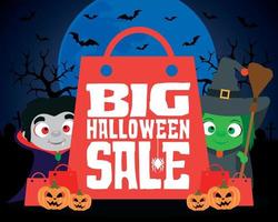 Big Halloween sale design background vector