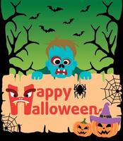 Halloween background card with Zombie vector