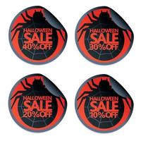 Halloween sale sticker with spider 10,20,30,40 vector