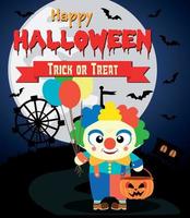 Halloween background with kid clown costume vector