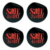 Black Halloween sale stickers set with spider 15, 25, 35, 45 percent off vector