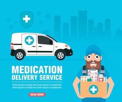 Medication delivery service concept modern design flat vector