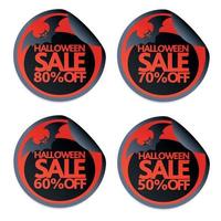 Halloween sale stickers with bat  50,60,70,80 vector