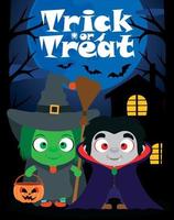 Halloween background trick or treating with children, vector