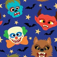 Halloween background seamless with cartoon holiday monster