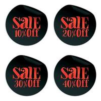 Black Halloween sale stickers set with spider 10, 20, 30, 40 percent off vector