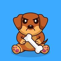 Vector premium illustration of cute dog carrying a bone