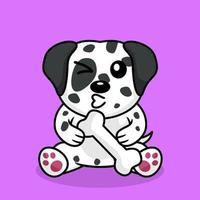 ilustración premium vectorial de un perro lindo que lleva un hueso vector