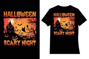 diseño de camiseta de noche de miedo de Halloween. tipografía, ilustración, citas, diseño de camisetas de halloween. camiseta de fiesta de halloween. diseño de camisetas del día de halloween. vector