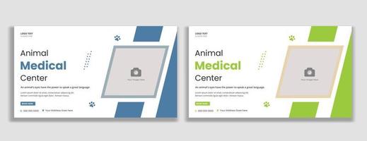 Animal medical center thumbnail and web banner template vector