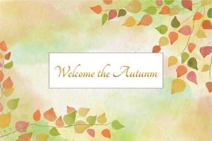 Watercolor art fall background autumn leaves with copyspace