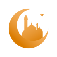 illustration of islamic mosque with moon and star decoration png