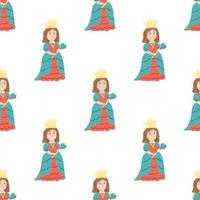 Seamless pattern with a queen. Flat vector illustration