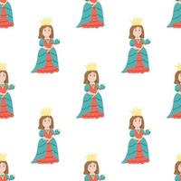 Seamless pattern with a queen. Flat vector illustration