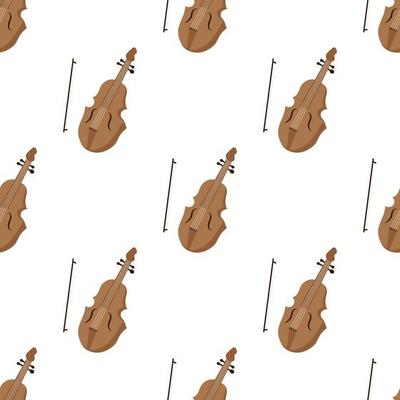 Seamless pattern with violin. Flat vector illustration